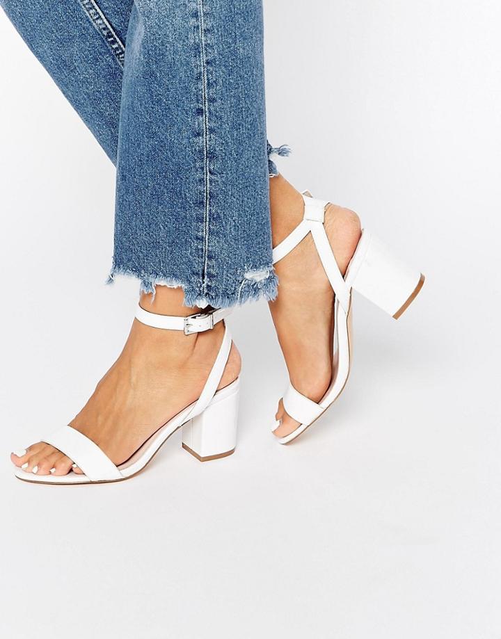 Faith Drake White Barely There Kitten Heel Sandals - White