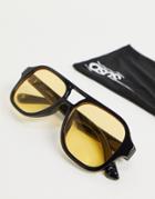 Asos Design Navigator Sunglasses In Black With Yellow Lens