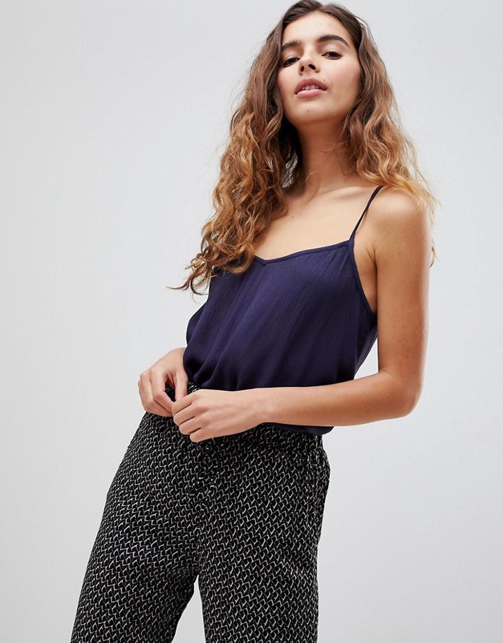 Brave Soul Cami Tank In Crinkle - Navy