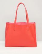 Asos Structured Shopper Bag With Removable Clutch - Red