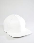 Asos Snapback Cap In White Faux Leather - White
