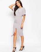 Asos Wiggle Dress With Split Front - Gray