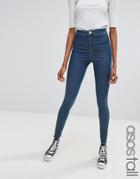 Asos Tall Rivington High Waist Denim Jeggings In Brody Blue Wash - Blue