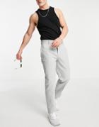 River Island Twill Chinos In Gray-grey