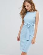 Daisy Street Sleeveless Dress With Tie Waist - Blue