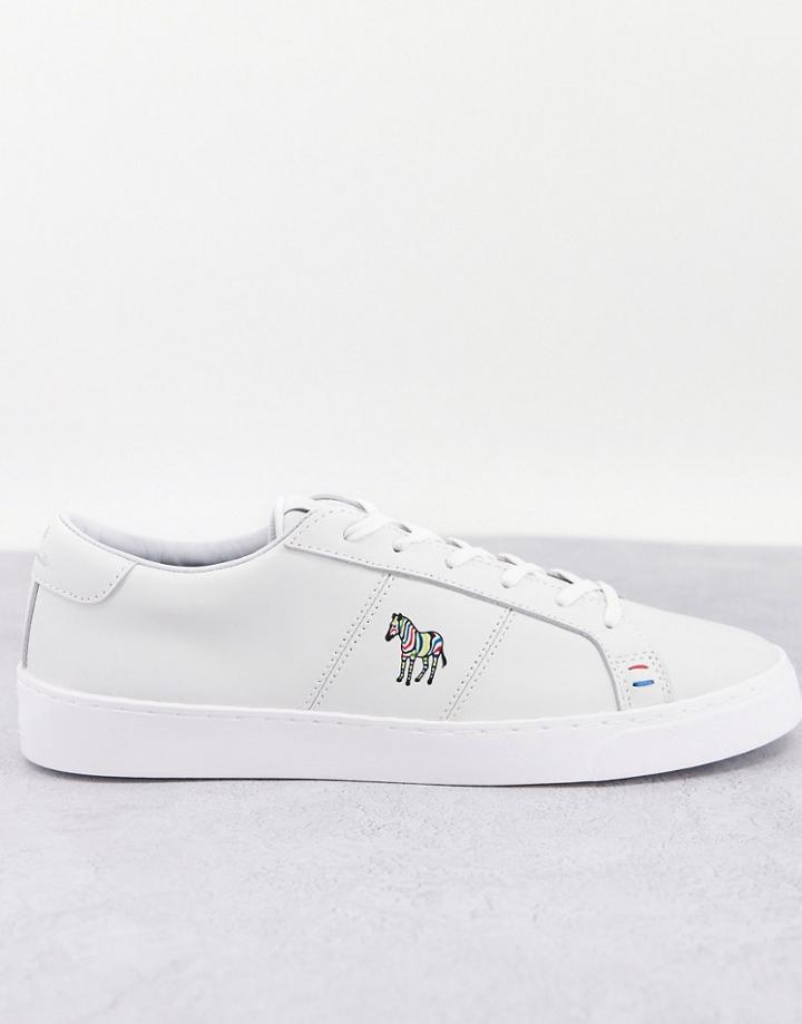 Ps Paul Smith Zach Zebra Logo Leather Sneakers In White