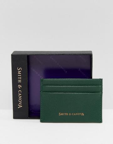 Smith And Canova Leather Card Holder In Green - Green