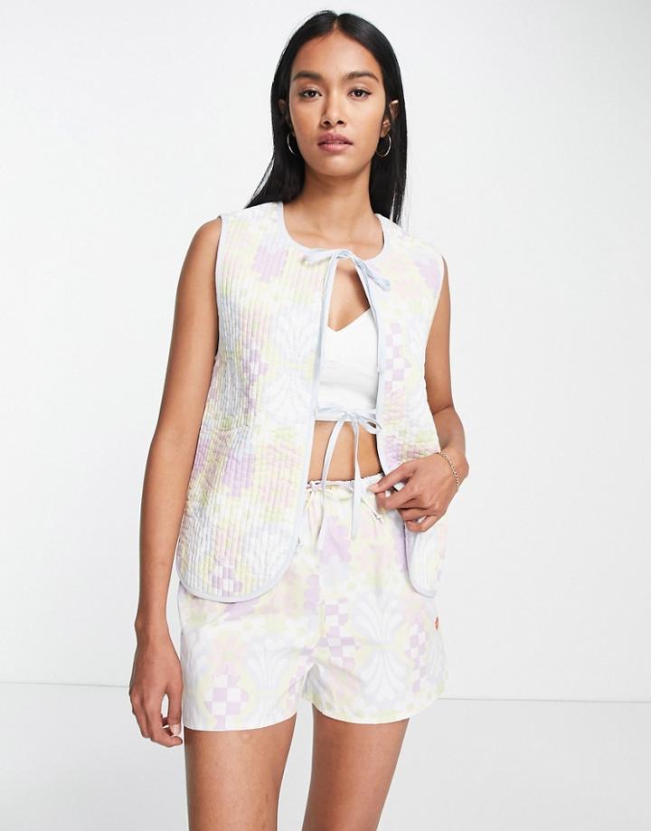 Damson Madder Vase Print Quilted Vest In Multi
