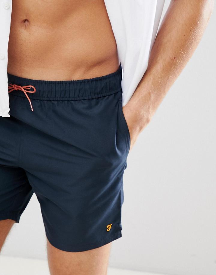 Farah Colbert Plain Swim Shorts In Navy - Navy