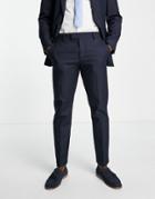 River Island Slim Twill Suit Pants In Navy