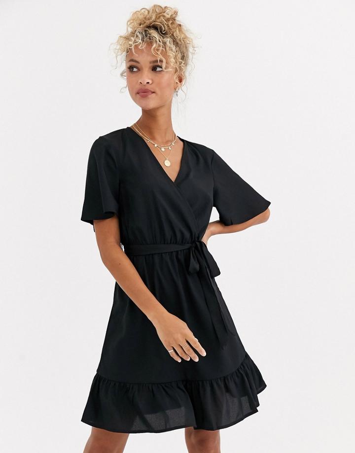 New Look Plain Wrap Dress In Black