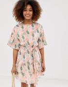 Gilli Floral Mini Dress With Ruffle Sleeves-pink