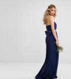 Tfnc Bandeau Maxi Bridesmaid Dress With Bow Back Detail - Navy