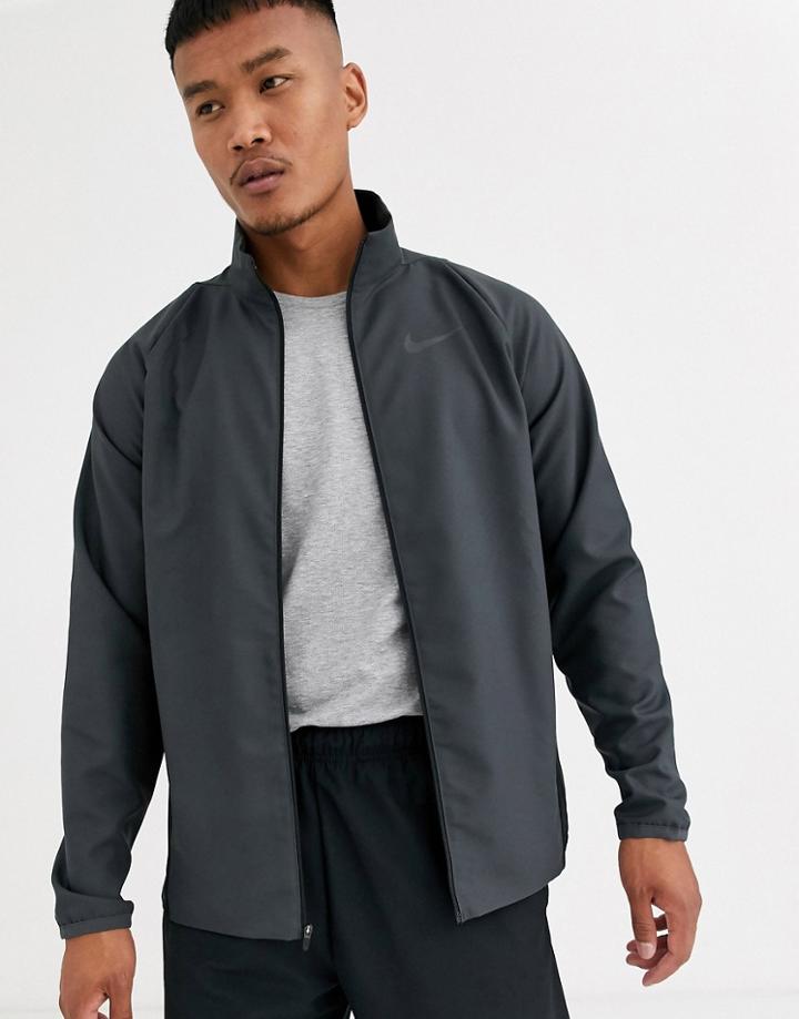 Nike Training Zip Up Woven Jacket In Dark Gray
