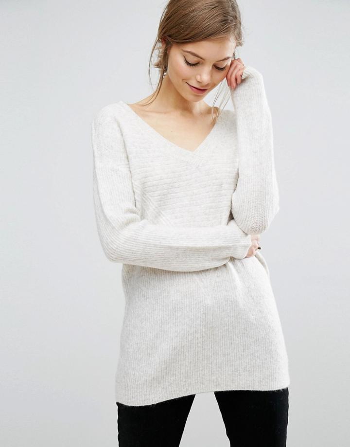Asos Lounge Sweater With V Neck - Gray