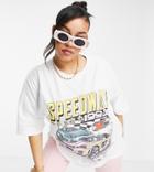Asos Design Curve Oversized T-shirt With Graphic In White