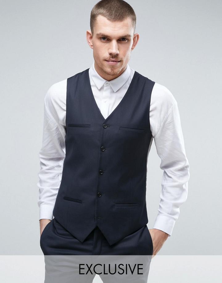 Noak Super Skinny Suit Vest - Navy