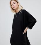 Pull & Bear Contrast Stitch Oversized T Shirt Dress - Black