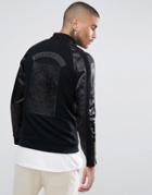 Black Kaviar Track Jacket In Black With Contrast Sleeves - Black