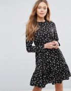 Yumi Long Sleeve Tea Dress - Black
