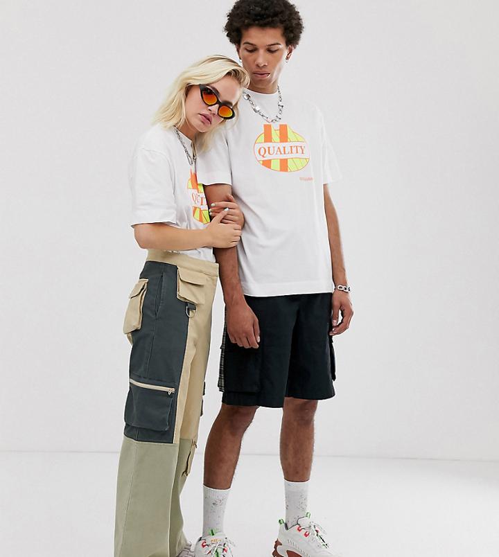 Collusion Unisex Printed T-shirt-white