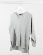 French Connection Ebba V-neck Sweater In Gray-grey