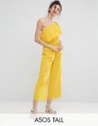 Asos Tall One Shoulder Jumpsuit In Cotton - Yellow