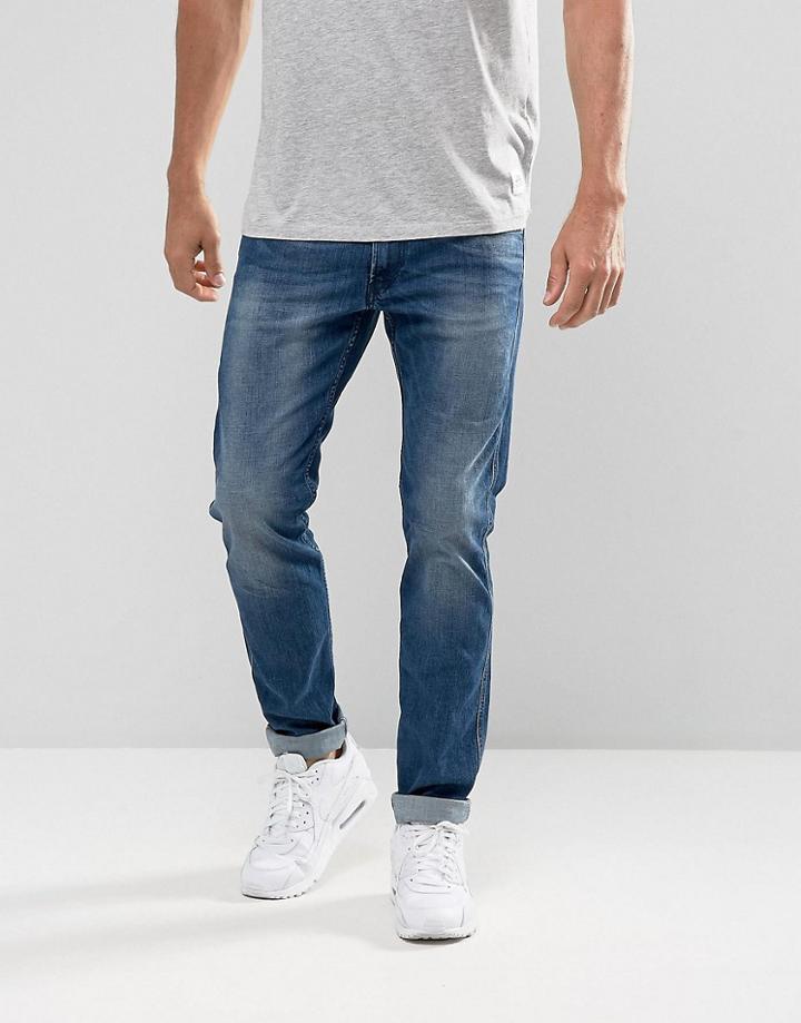 Replay Anbass Stretch Slim Jean Mid Wash - Blue