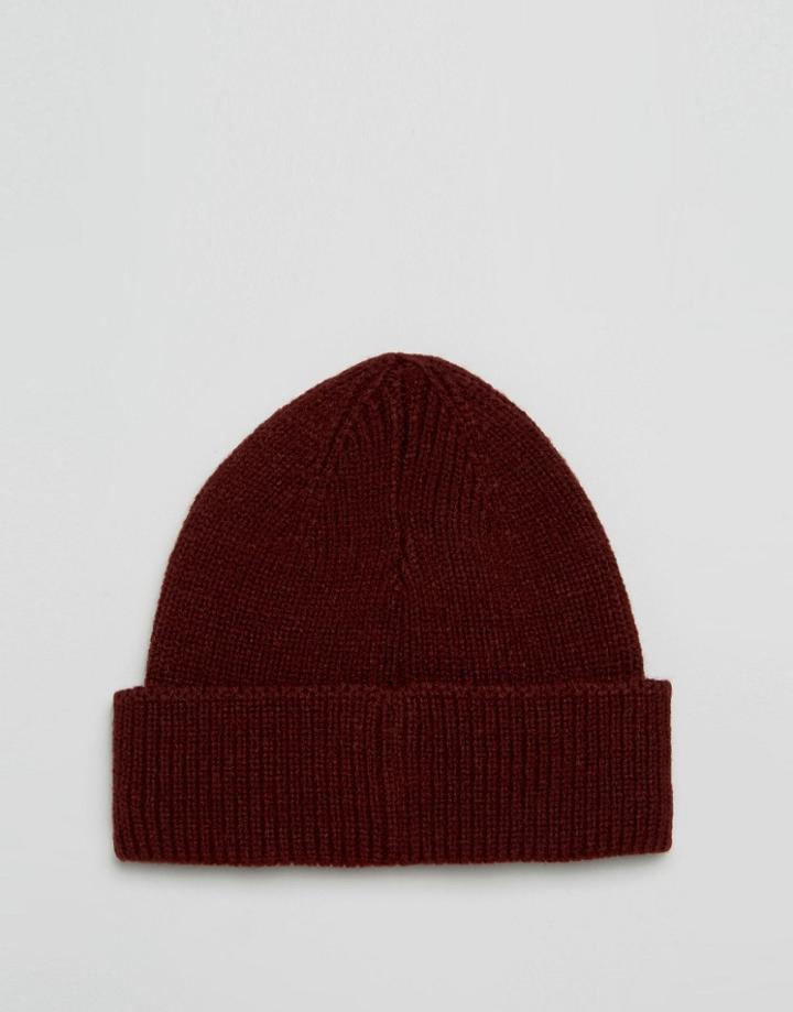 Asos Fisherman Beanie In Burgundy - Red