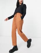 Asos Design Linen Look Peg Pants In Rust-orange