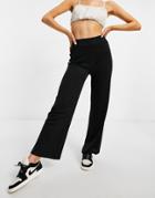 Na-kd Ribbed High Waist Jersey Pants In Black