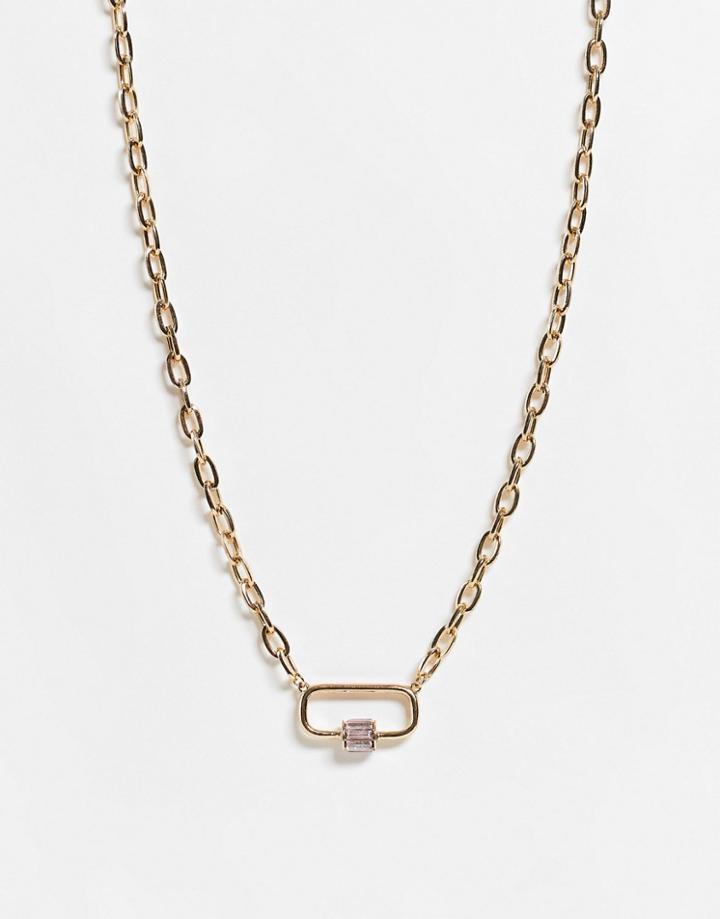 Bloom & Bay Gold Choker Necklace With Pink Crystal Detail