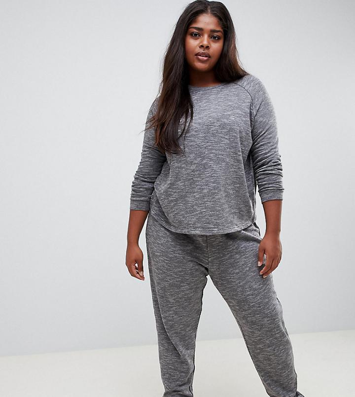 Asos Design Curve Sweat And Jogger Set - Gray