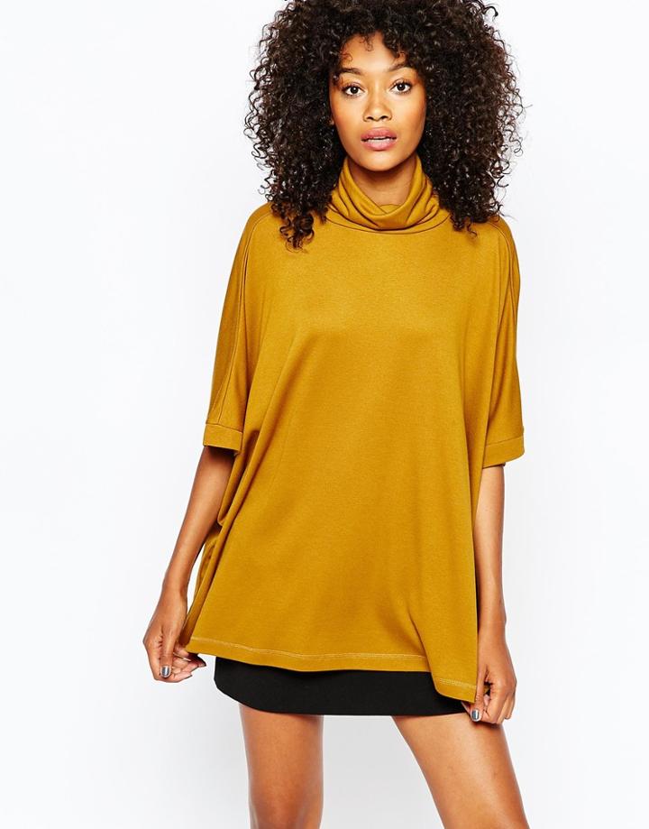 Monki High Neck Kimono Top - Yellow Multi