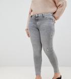 River Island Plus Molly Skinny Jeans In Washed Gray - Gray