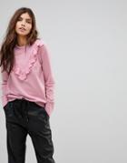 Vero Moda Ruffle Front Sweater - Pink