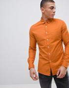 Asos Design Casual Slim Oxford In Rust - Orange