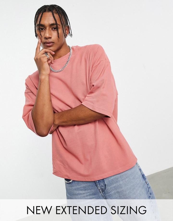 Asos Design Oversized T-shirt In Pique In Pink