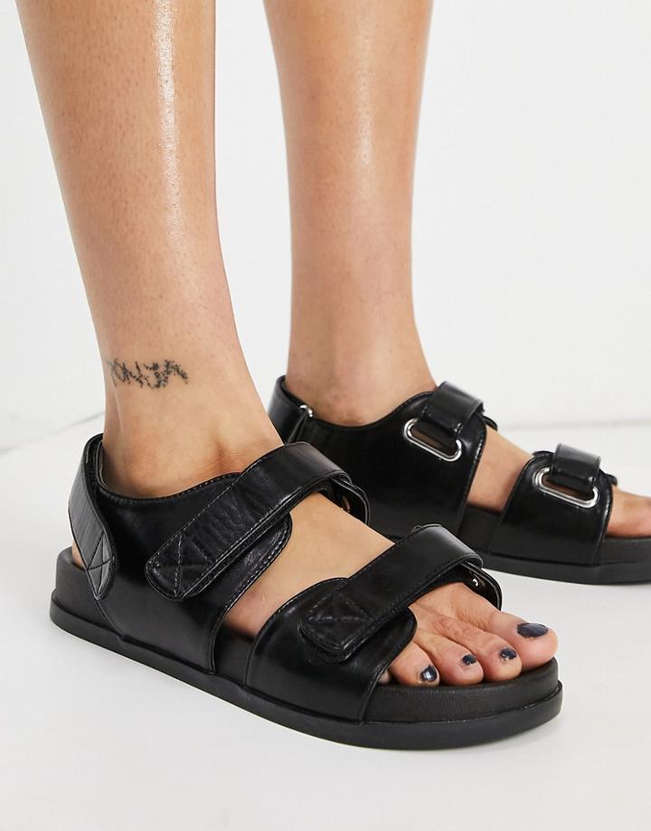 Asos Design Factually Sporty Sandals In Black