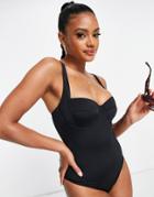 Asos Design Molded Underwired Swimsuit In Black