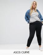 Asos Curve Skinny Chino Pants With Roll Up - Black