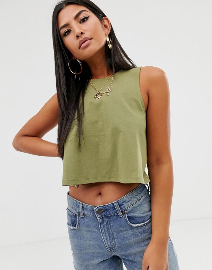 Asos Design Crop Swing Tank-green