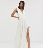 Asos Design Tall Premium Lace Insert Pleated Maxi Dress - White