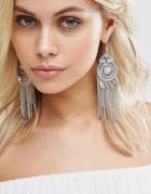 Designb London Tassel Statement Earrings - Silver