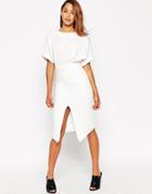 Asos Wiggle Dress With Split Front - Cream