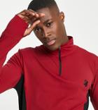 South Beach Man Quarter Zip Long Sleeve Top In Burgundy-red