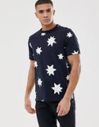 Farah Blackburn Star Print T-shirt In Navy - Navy