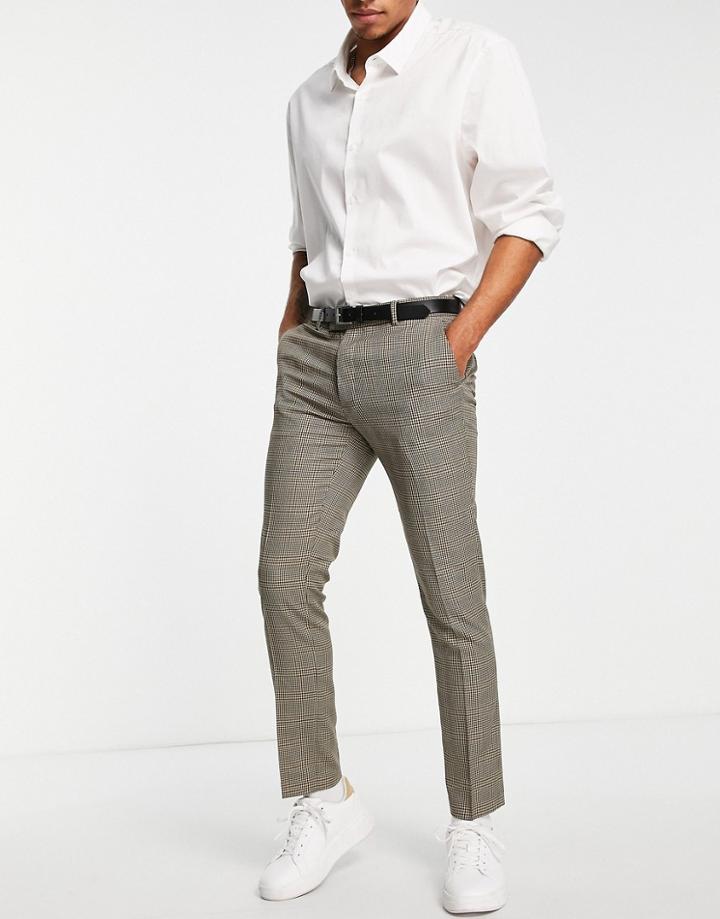 River Island Suit Pants In Brown Check