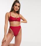 South Beach Mix And Match Plunge Crop Bikini Top In Plum-purple