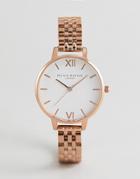 Olivia Burton Ob16dew01 White Dial Bracelet Watch In Rose Gold - Gold